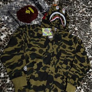 Bape Green Camo Shark Hoodie